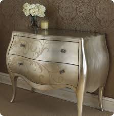 Gold Chalk Paint Dresser Low Chest Climbing Leaf Design Metallic Painted Furniture Silver Furniture Metal Furniture
