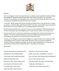 The announcement, which is scheduled to begin at. 15 Ucp Mlas Voice Opposition To New Covid Restrictions Lethbridge News Now
