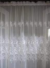 Sheer Curtain Sheer Off White Floral Embroidered Curtain Etsy Vintage Lace Curtains Curtains Vintage Curtains