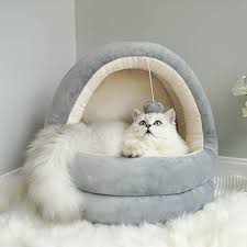 Free Shipping This Plush Cat House And Bed Is Shaped Like A Mongolian Yurt And Is Equipped With A Hanging Ball In 2020 Cat Bed Dog Beds For Small Dogs Dog