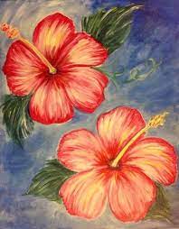 Hibiscus Twins At Starbucks Coffee Company Paint Nite Events Flower Painting Canvas Diy Canvas Art Flower Art Painting