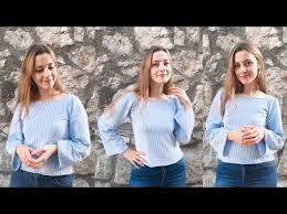 Dikdortgen Yaka Balon Kollu Cizgili Bluz Yapimi Youtube