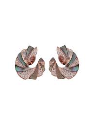 Rose gold, red gold, and pink gold are made from a gold and copper alloy. Shop Ananya 18kt Rose Gold Miniature Demi Mogra C Clip Rose Peach Tourmaline Diamond And Mother Of Pearl Earrings With Express Delivery Farfetch