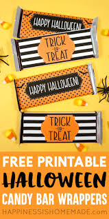 These darling candy bar wrappers would be ideal for gifts for clients, stocking stuffers, classroom parties. Free Printable Halloween Candy Bar Wrappers Happiness Is Homemade