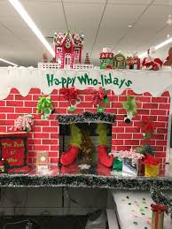 Grinch Themed Christmas Grinch Whoville Grinchchristmas Xmas Grinc Office Christmas Decorations Grinch Christmas Decorations Christmas Cubicle Decorations