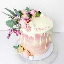 Tess On Instagram Native Flowers Macarons And A Dusty Pink Watercolour Buttercream Vanilla Bea Vanilla Bean Cakes Floral Cake 1st Birthday Cake For Girls