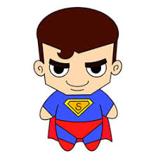 Draw the brows, sideways number '3' shape for the nose, a curve for his lower lip and a number '3' like shape for his. Cute Cartoon Superman Drawing Tutorial For Kids Cute Easy Drawings