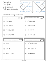 Trinomials where a = 1 version 2: Factoring Quadratic Expressions Activity Made By Teachers