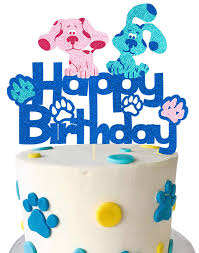 Kapokku Glitter Blue And Pink Puppy Happy Birthday Sign Cake Topper For Blues Clues Cartoon Dogs Theme Party Kids Pets Birthday Cake Centerpiece Decorations Amazon Com Grocery Gourmet Food