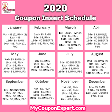 2020 Coupon Insert Schedule Printable Version In 2020 Coupon Inserts Print Coupons Coupon Binder Organization