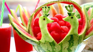 The melon will keep better uncut so unless you're prepping for a party, wrap one half. Dedicated To Sonia Enya Art In Watermelon Peacock Fruit Vegetable Carving Lessons Fruit And Vegetable Carving Vegetable Carving Food Garnishes