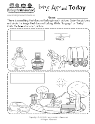 Preschool grades k—2 grades 3—5 grades 6—8 grades 9—12 Long Ago And Today Free Kindergarten Social Studies Worksheet