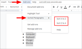 Click sorted paragraphs from the dropdown menu, then select sort a to z . How To Alphabetize In Google Docs All Things How