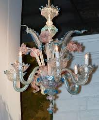 Murano frosted glass leaf french art nouveau semi flush mount chandelier italian. Lovely Antique Blue And Pink Murano Glass Chandelier At 1stdibs