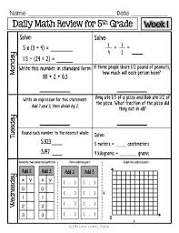 This resource contains 20 weeks of review specifically written for the common core math standards for 6th grade. 5th Grade Math Spiral Review Morning Work One Week Free Daily Worksheets Fruits Cool Daily Math Worksheets Grade 3 Worksheet Christmas Booklet Ks2 7th Grade Review Find Math Answers Step By Step