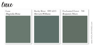 Paint & supplies in forest. Magnolia Home Luxe Sherwin Williams Rocky River Benjamin Moore Enchanted Forest Paint Co Magnolia Homes Paint Matching Paint Colors Paint Colors For Home