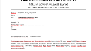 Contoh Surat Bantuan Dana Hut Ri