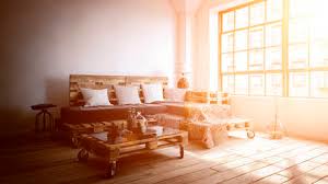 Check spelling or type a new query. Three Dimensional Render Of Setting Sun Illuminating Living Room With Furniture Made Of Wooden Pallets Stockphoto