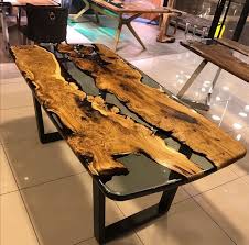 White Resin Walnut Dining Room Set In 2020 Epoxy Wood Table Walnut Dining Room Wood Table