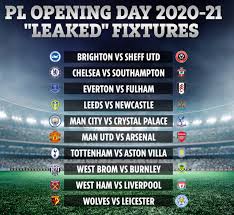 Arsenal 2020/21 full premier league fixtures Premier League Fixtures For Opening Day Of 2020 21 Appear To Be Leaked With Man Utd Vs Arsenal The Cracking Headliner Sporting Excitement