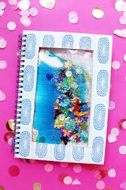 Diy Notizbuch Mit Flussiger Glitzer Fullung Selber Machen Diy Weihnachtsgeschenke Diy Notizbuch Notizbuch