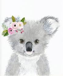 Koala Dell 39 Acquerello Corona Di Fiori Stampa Infermiera Nursery Di Animali Australiani Nel 2020 Dipinti Di Animali Disegni Simpatici Arte Animale