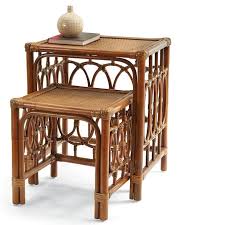 Set Of 2 Nesting Rattan Tables Rattan Table Table Family Room Decorating