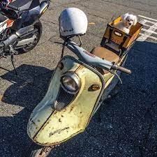 ラビット少なくとも46年前製 よく大観山まで登ってきたなー しかもタンデム 犬だけど rabbit scooter 1946 1968 タンデム ラビット スクーター クラシックバイク