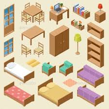 Isometric Furniture Set Isometric Design Isometric Art Isometric Illustration