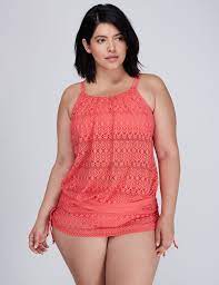 Crochet Blouson Swim Tankini Top With Built In No Wire Bra In 2021 Tankini Swim Tops Beach Outfit Women Crochet Swimsuits
