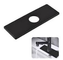 UFURMATE Piastra per rubinetto, copertura per foro in acciaio inox nero,  piastra di copertura per rubinetto da cucina, foro singolo, rettangolare,  per ...