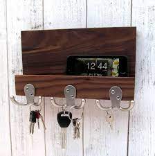Excited To Share The Latest Addition To My Etsy Shop Modern Mail And Key Holder For Wall Wood Key Rack Walnut Key Rack Wall Key Holder Mail And Key Holder