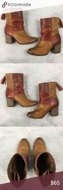 Tamaris Patchwork Heeled Leather Boots Pre Owned Condition