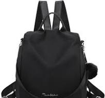 OLIVIA WONG - Zaino antifurto impermeabile da donna (13 l), zaino  trasformabile in borsa con pompon e maniglia decorativa removibile, Nero :  ...