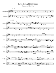 Credits gor to www.flutetunes.com for the sheet. Love Is An Open Door Horn And Trumpet Duet Sheet Music For Trumpet In B Flat French Horn Brass Duet Musescore Com