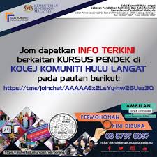 Adakah anda lepasan spm dan ingin menyambung pengajian dalam peringkat sijil atau diploma. Anda Dah Like Page Kami Kolej Komuniti Hulu Langat Facebook
