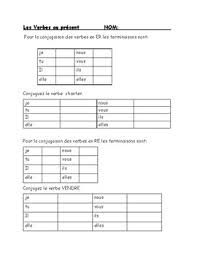 french verb test present tense of er ir re verbs