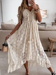 Robes africaines longues et blanches pour femmes, vêtement maxi décontracté de grande taille, mode. Acheter Les Robes En Dentelle Pour Femmes En Ligne Milanoo Com