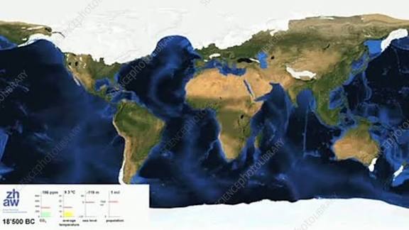 Ice and sea level changes, 19,000BCE to 10,000 AD