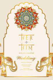 Indian Wedding Invitation Card Templates With Gold Elephant Patterned Indian Wedding Invitation Cards Wedding Invitation Card Template Wedding Invitation Cards