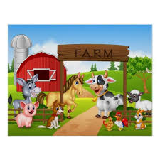 Cartoon Farm Animals Poster Zazzle Com In 2020 Farm Cartoon Farm Animals Animal Posters