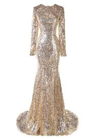 Champagne Gold Sequin Long Sleeve Mermaid Dress Long Sleeve Mermaid Dress Womens Prom Dresses Gold Long Sleeve Dress
