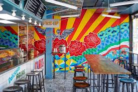 Sandwich Shop In Toronto By Tongtong Mimics Mexican Streetfood Stands Mexican Restaurant Decor Mexican Restaurant Design Colorful Restaurant