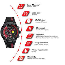 Scuderia ferrari watches are produced in conjunction with the movado group, which means that any scureria ferrari watch benefits from 130 years of experience in watchmaking! Aeropost Com Honduras Tegucigalpa Ferrari Mens 0830260 Redrev Evo Analog Display Quartz Black Watch