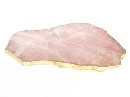 Rose Quartz Agate Platter Serving Tray Agate Serving Platter With Gold Edge Dining And Table Home Decor Rose Quartz Geode Decor Quartz