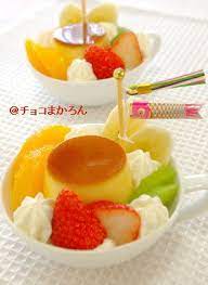こどもの日 デザートはプリンアラモード by チョコまかろん レシピ プリンアラモード 食べ物のアイデア デザート