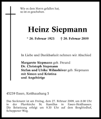 Traueranzeigen Von Heinz Siepmann Waz Trauer De
