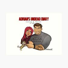 Adrian Ring, and Cassie with Baby Otis! Adrian's Undead Diary logo Art Print