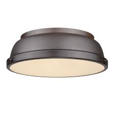 See more + the harrow two light semi flush fixture in burnished brass supplies ample lighting for your daily needs, while adding a layer of today's style to your home's décor. Golden Lighting Duncan 2 Light Rubbed Bronze Flush Mount 3602 14 Rbz Rbz The Home Depot Golden Lighting Flush Mount Lighting Ceiling Lights