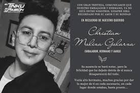 Una bella alma acaba de irse 🕊️ Nuestra familia de El Tinku es mi pasión,  está profundamente triste por la pérdida de quien vida fue,✨Christian  Maliza (Zappatin), embajador de nuestra comunidad en